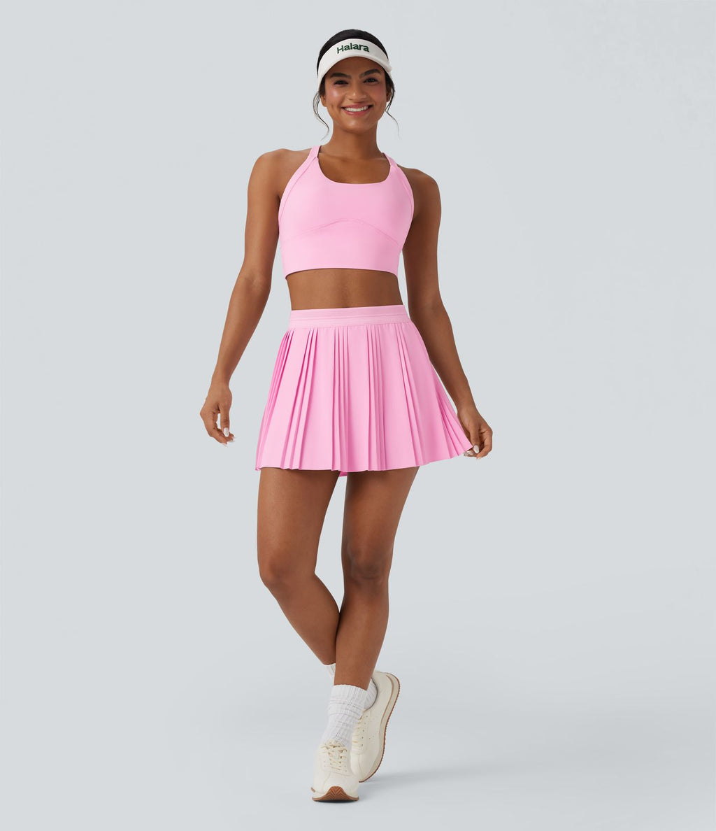 Jupe tennis mini 2-en-1 taille haute plissée séchage rapide avec poches