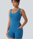 Combinaison moulante de sport Halara UltraSculpt™ dos nu avec bretelles croisées, ventre plat, effet push-up fessier, coussinets non amovibles et poches – Easy Peasy