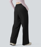 Pantalon yoga large taille haute avec poches