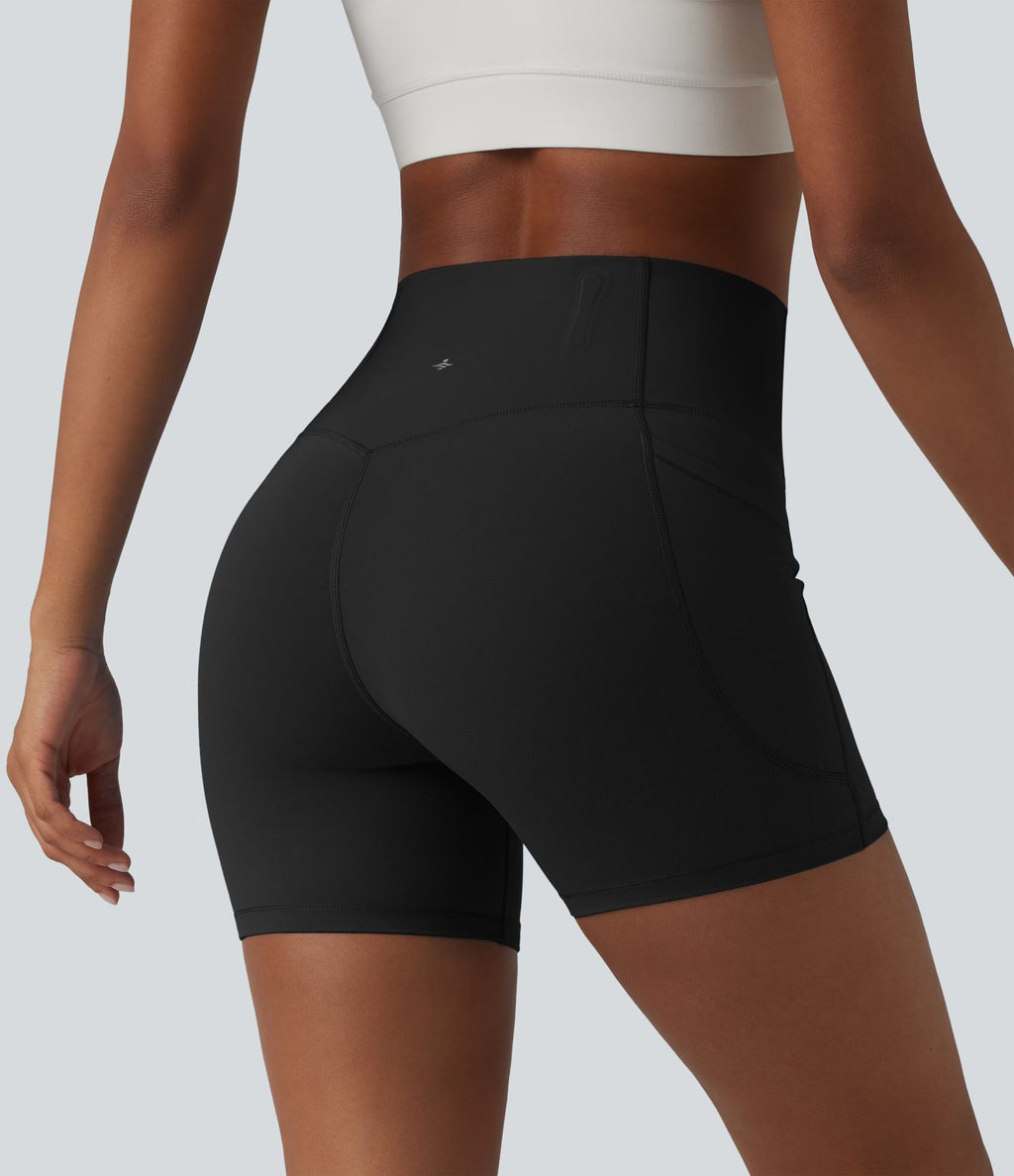 Short cycliste de yoga ventre plat Halara UltraSculpt™, taille haute, anti-roulis, 12,5 cm, avec poches