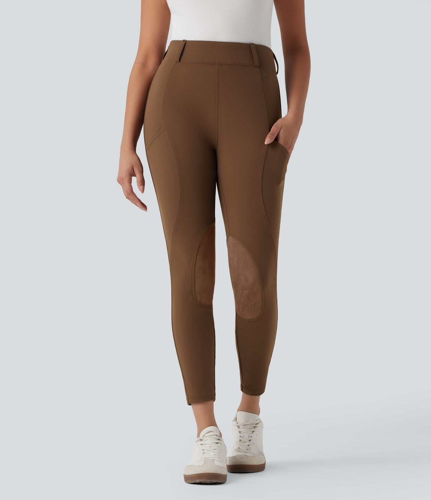 Pantalon ajusté taille haute effet daim contrastant DayStretch avec poches