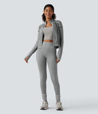 Veste de yoga chaude OneForm Seamless Flow col montant zippée à manches longues avec passage de pouce