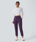 Pantalon de golf fuselé, taille mi-haute, cordon, ourlet courbé, séchage rapide, avec poches—UPF40+