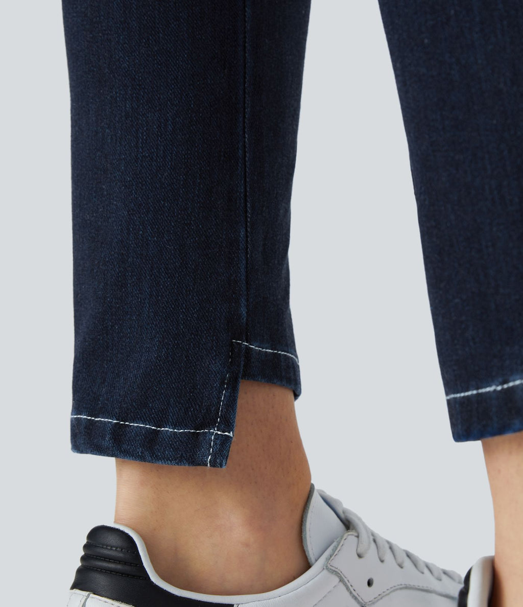 Jean skinny 7/8 décontracté taille basse Halara Flex™ avec poches zippées