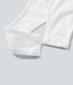 Bodysuit de Travail Tricot Côtelé Col Carré Manches Longues Boutonné Silhouette Élancée