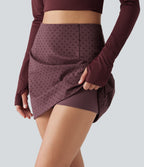 Jupe-short mini taille haute en velours à pois
