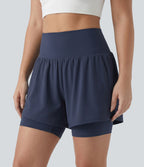 Short de yoga 2-en-1 grande taille à taille très haute en SoftlyZero™ Airy à effet frais InstantCool 17,5 cm avec poches
