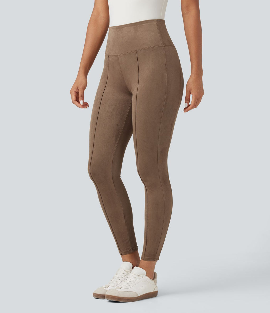 Legging 7/8 décontracté gainant taille haute effet daim