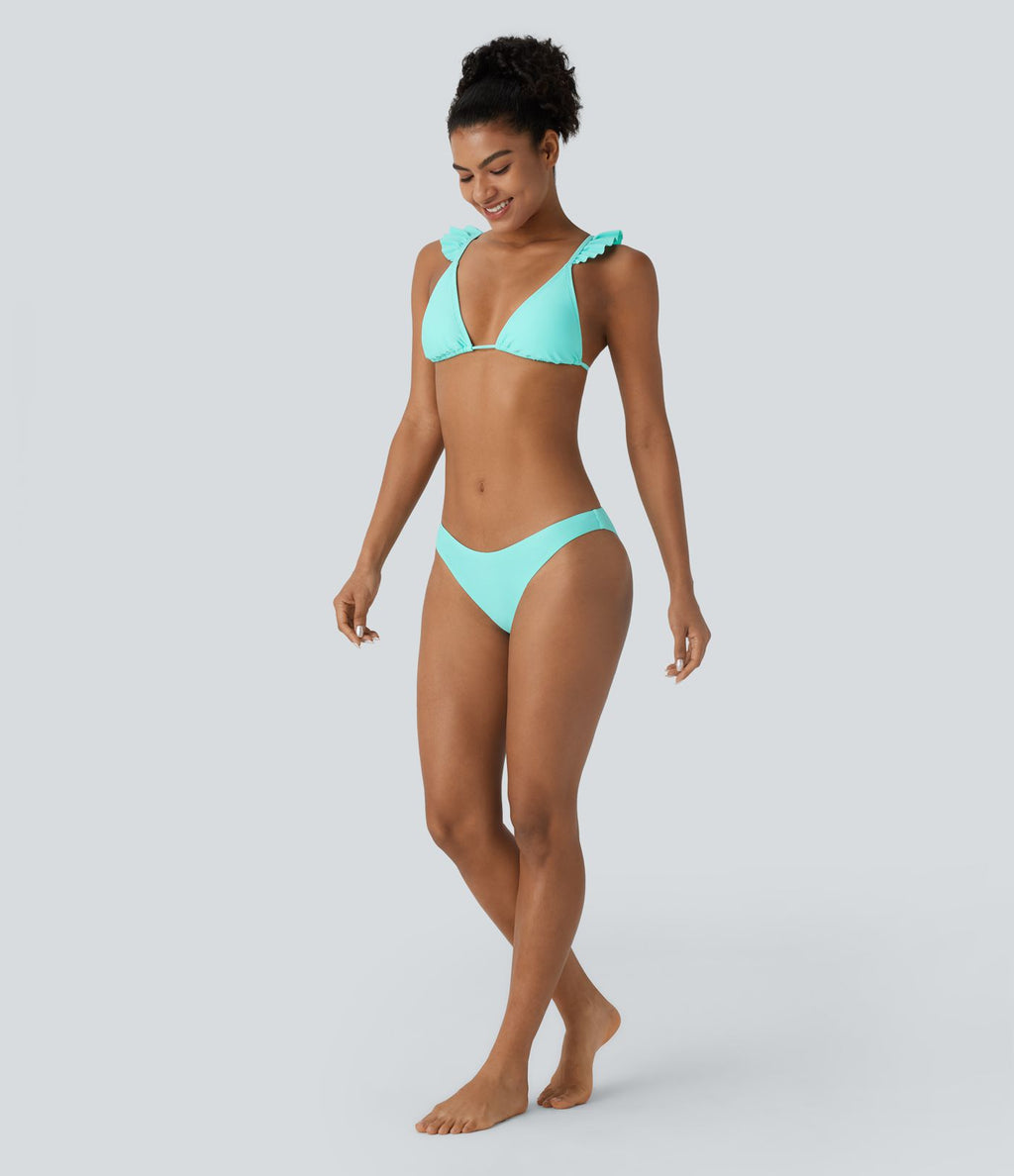 Bas de maillot de bain bikini uni taille basse