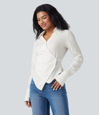 Chemise tailleur portefeuille laçage rayures manches longues