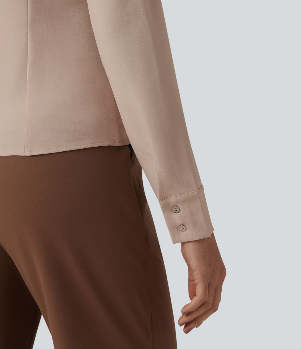 Chemise tailleur à col et manches longues avec braguette boutonnée