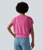 Haut de sport yoga oversize col V à manches courtes effet frais InstantCool à séchage rapide