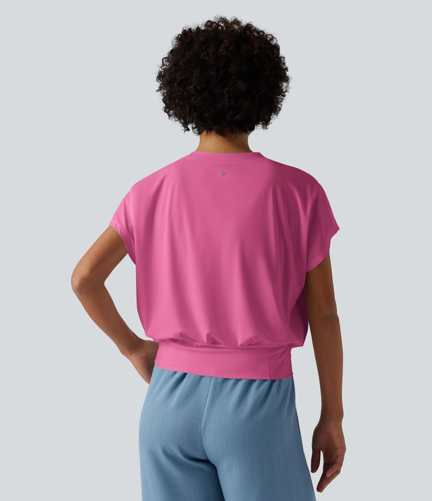 Haut de sport yoga oversize col V à manches courtes effet frais InstantCool à séchage rapide