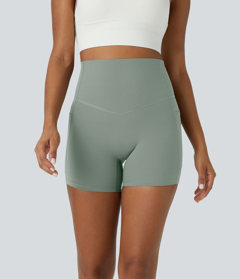 Short cycliste d'entraînement gainant taille haute UltraSculpt™ SoCinched à poches latérales 12,5 cm