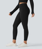 Legging côtelé croisé dans le dos taille haute avec poches