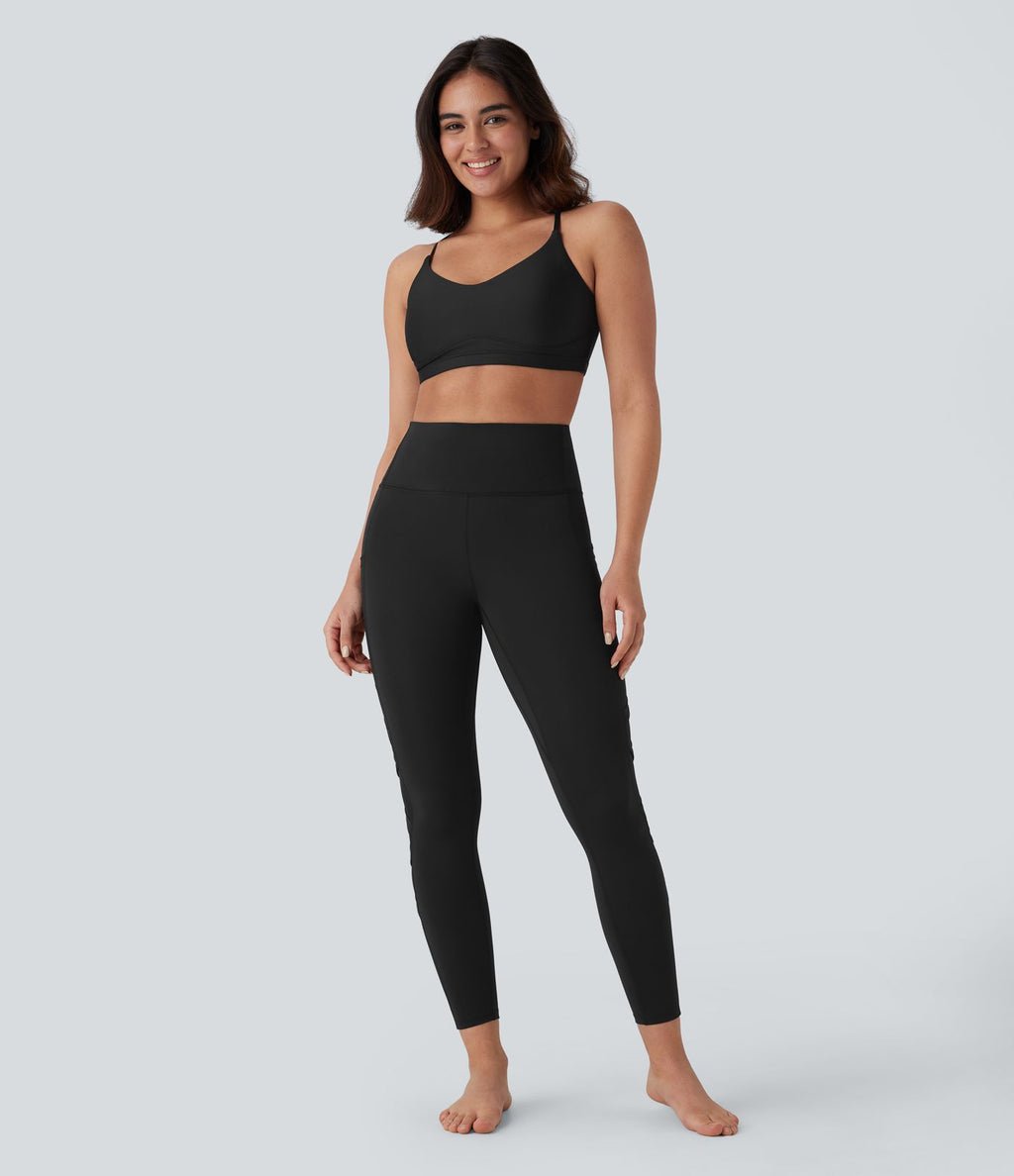 Legging de yoga 7/8 SpeedWave™ taille haute avec poches latérales et empiècements en mesh contrastés à séchage rapide