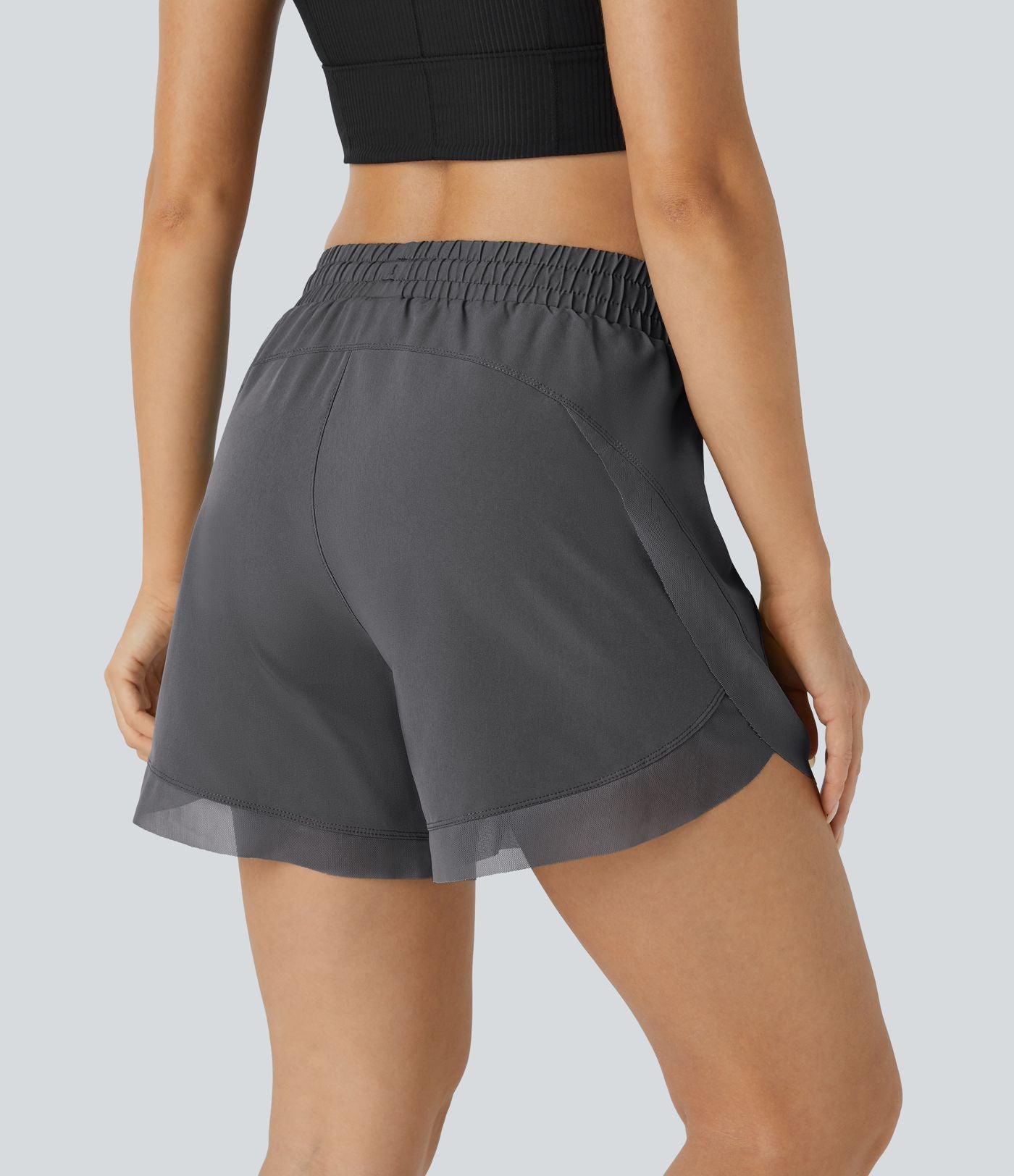 Short 12,5cm Running Fluide 2 en Taille Mi-Haut Cordon de Serrage Mesh Contrastant