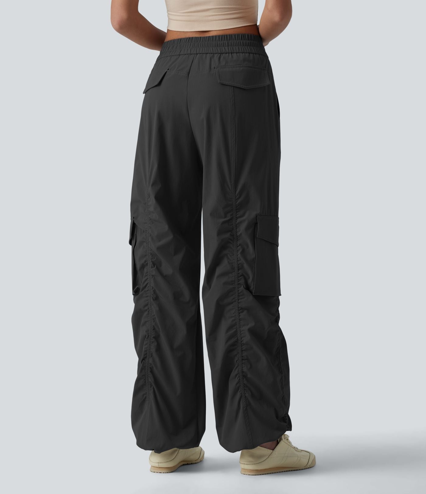 Jogging cargo ample décontracté taille haute avec cordon de serrage avec poches