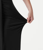 Jupe midi moulante taille haute froncée