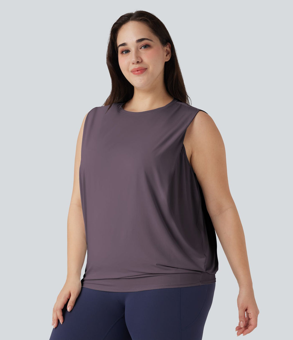Débardeur yoga grande taille col rond Cool Touch - UPF50+