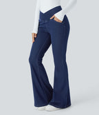 Jean super évasé Halara Flex™ décontracté maille denim extensible délavée effet frais InstantCool taille haute poches croisées