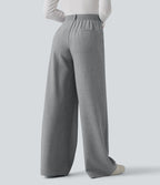 Pantalon tailleur large taille haute avec poches