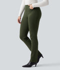 Pantalon tailleur slim taille mi-haute en ponte roma résistant avec poches
