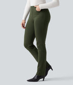 Pantalon tailleur slim taille mi-haute en ponte roma résistant avec poches