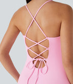 Robe moulante SoftlyZero™ Airy fendue à effet frais InstantCool, brassière intégrée, dos nu croisé à lacets, légèrement plissée pour invitée de mariage et demoiselle d'honneur