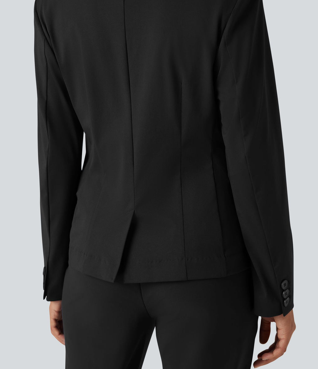 Blazer de travail ajusté col cranté infroissable à manches longues Halara Flex™ Suit avec poches