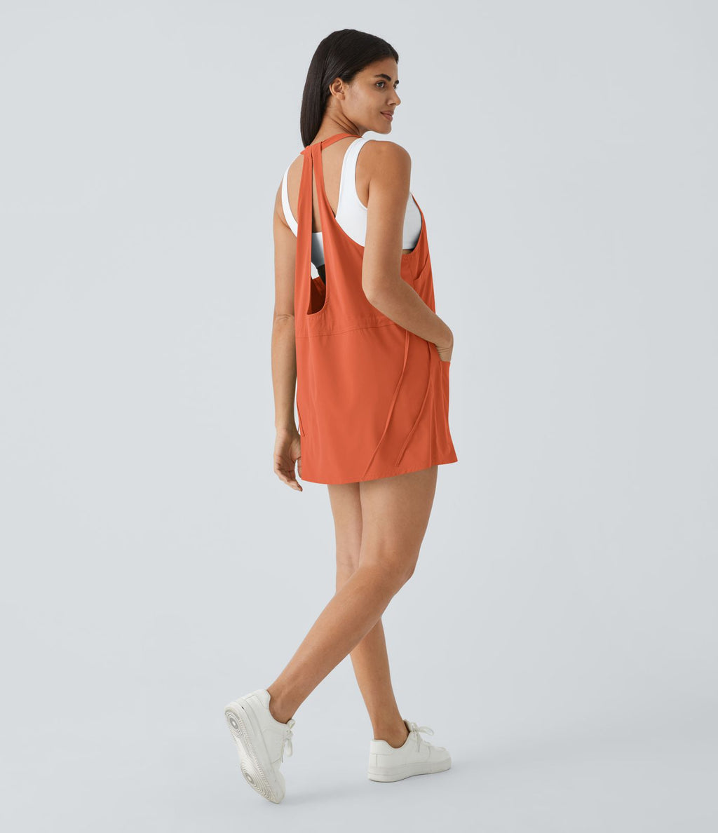 Breezeful™ Robe Sport Randonnée Mini Séchage Rapide 2 Pièces Dos Nu Poches Multiples Cordon de Serrage