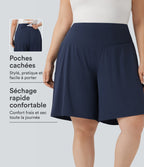 Bermuda de yoga grande taille SoftlyZero™ Airy taille haute effet frais InstantCool avec poches