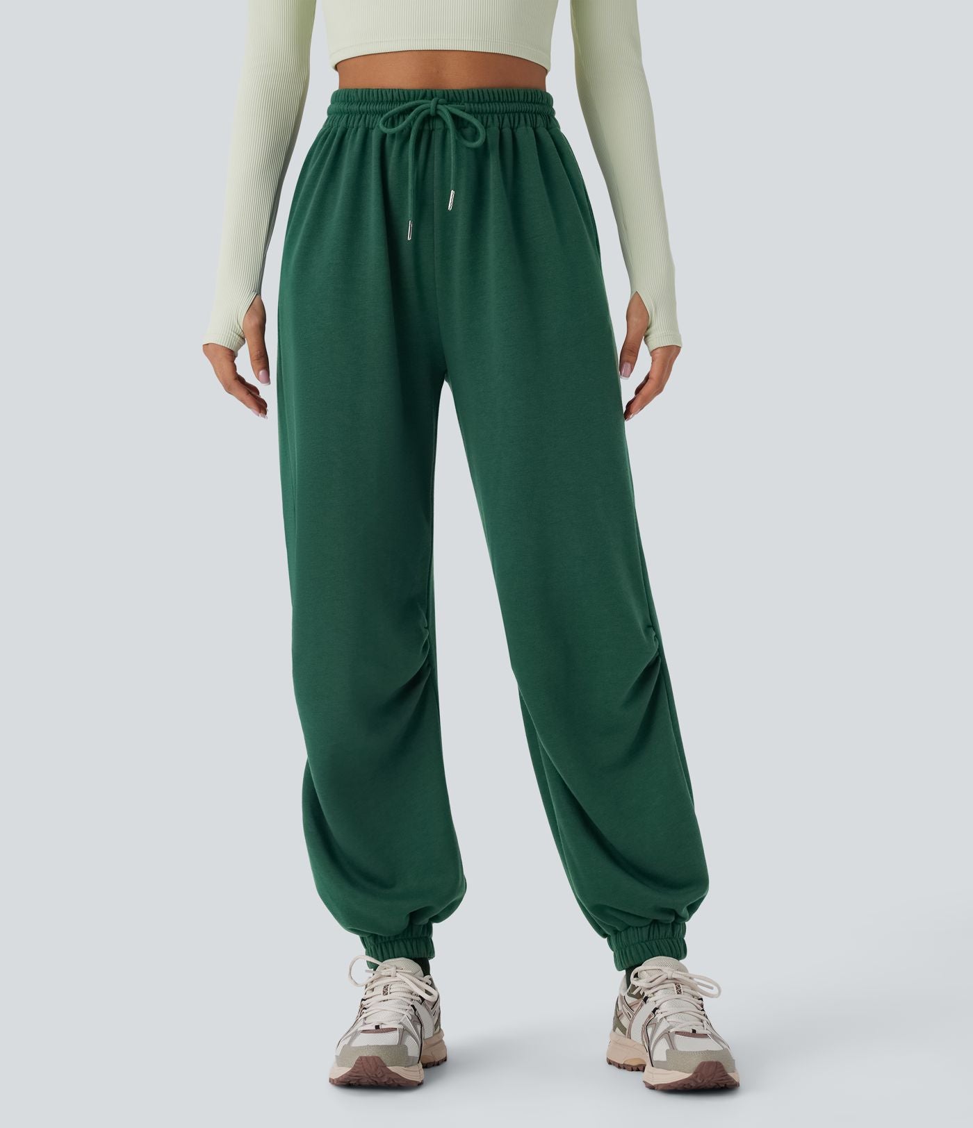 Jogging de running taille haute avec poches et cordon de serrage