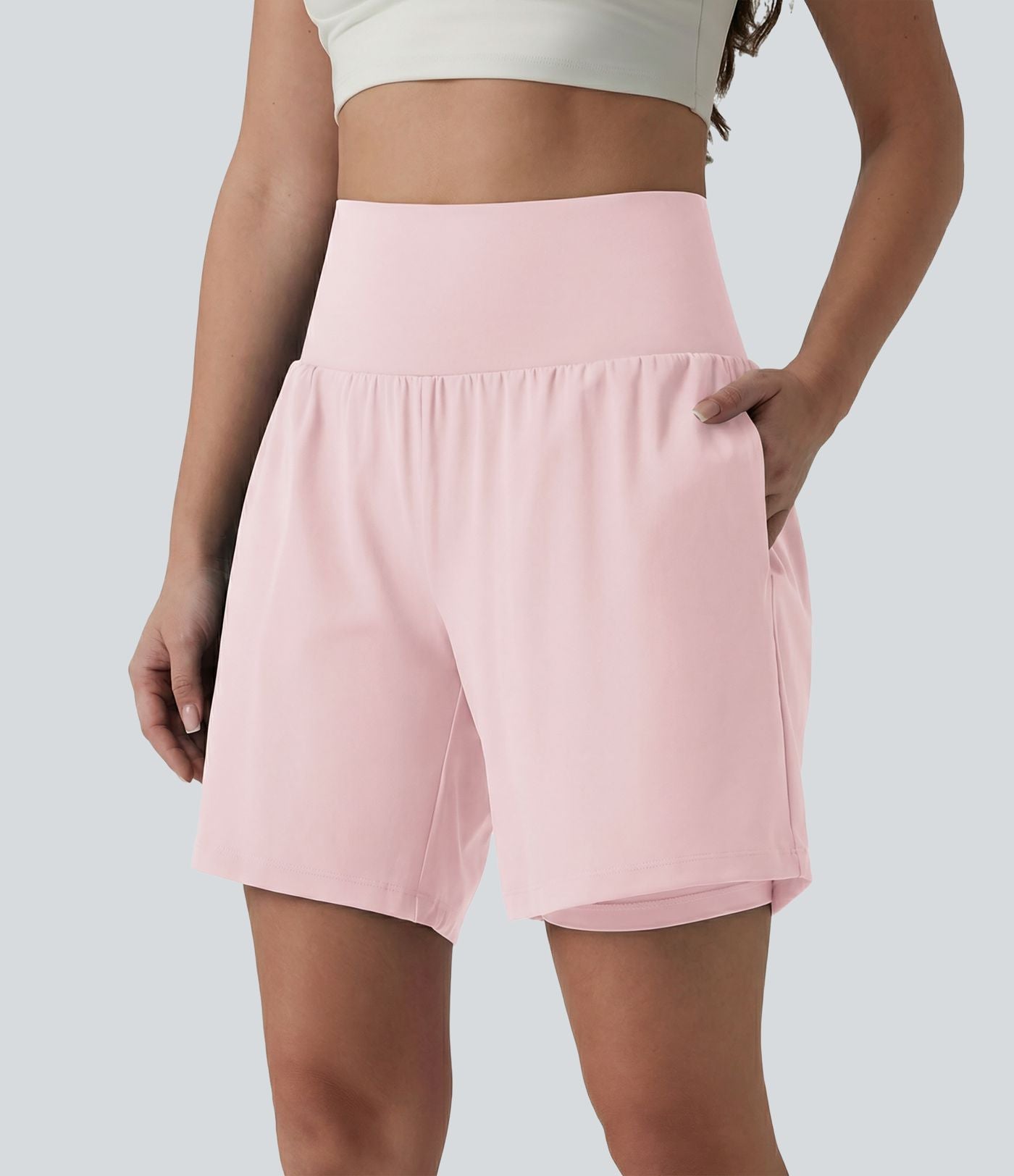 Short de yoga SoftlyZero™ Airy 2-en-1 gainant taille très haute effet frais InstantCool 17,5 cm avec poches