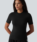 T-shirt col rond manches courtes avec brassière intégrée