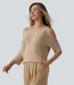 Pull décontracté asymétrique demi-manches