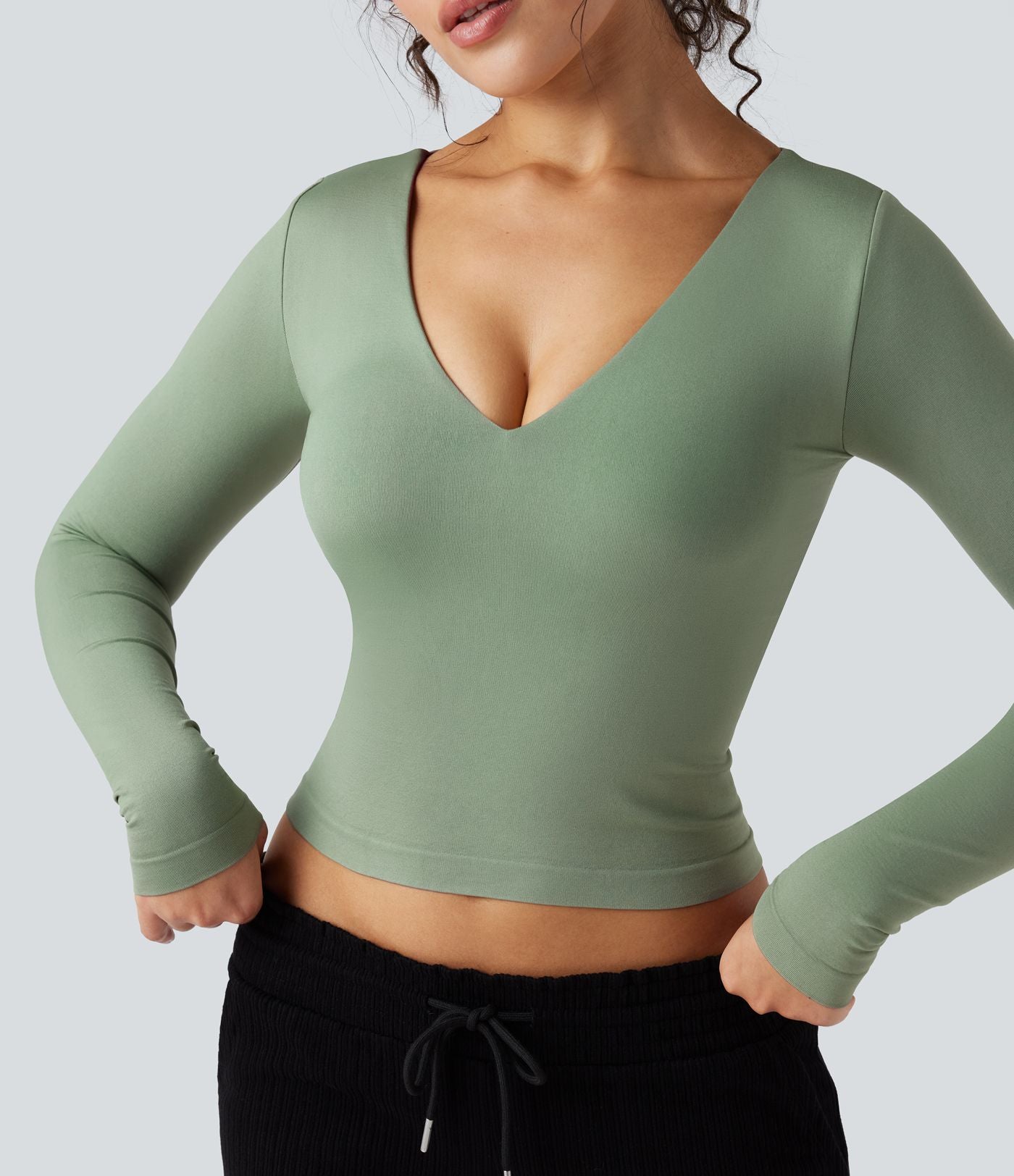 Haut de sport yoga col V à manches longues sans couture OneForm Seamless Flow