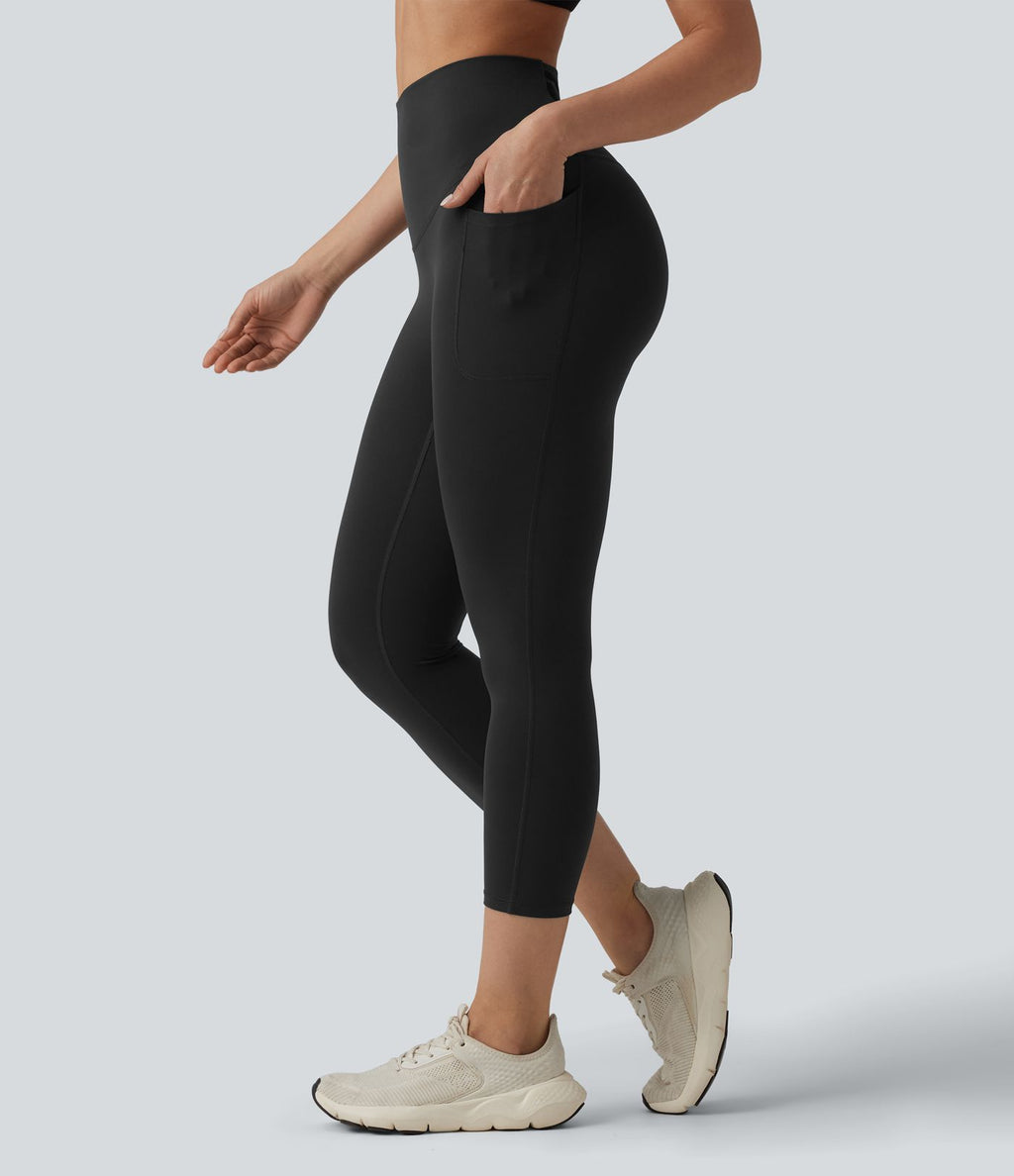 Legging de course capri Halara Ultrasculpt™ taille haute gainant dos croisé avec poches