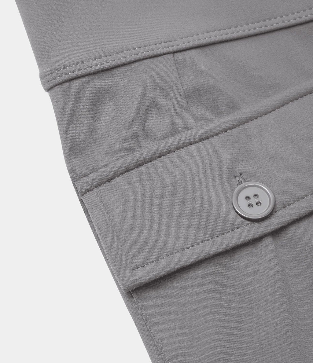 Pantalon cargo décontracté évasé taille haute avec poches à rabat latérales