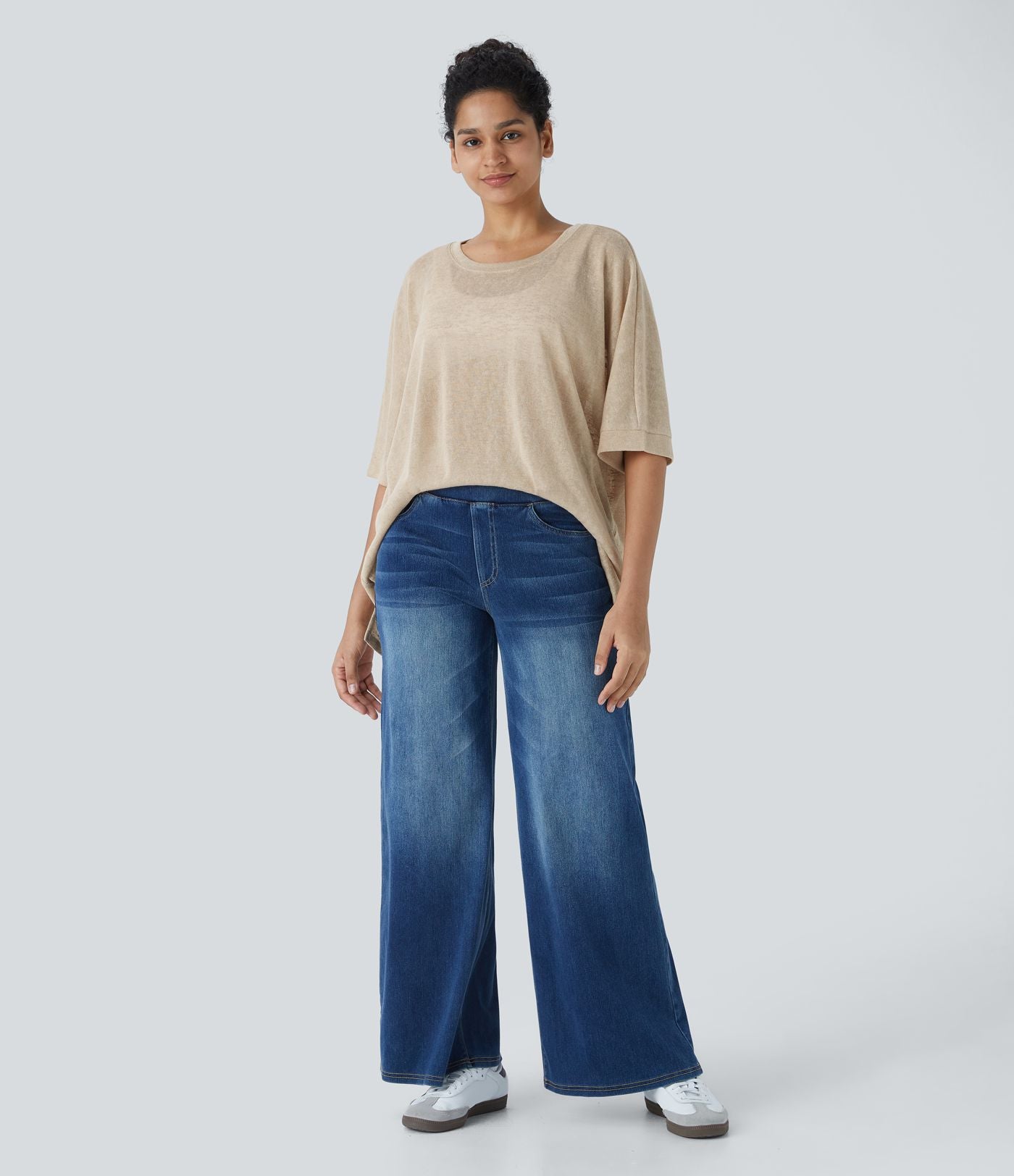 Top Casual Oversize Asymétrique Ourlet Fendu Transparent