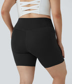 Softlyzero™ Short Biker Taille Haute Crossover Poches Latérales Yoga Grande Taille 17,5cm