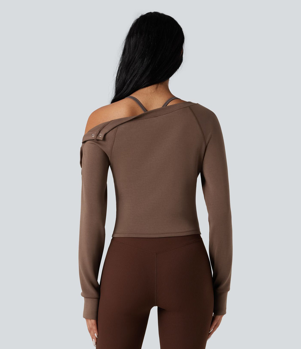 Sweat-shirt décontracté SpacerTek™ col bateau, manches longues avec trous pour les pouces