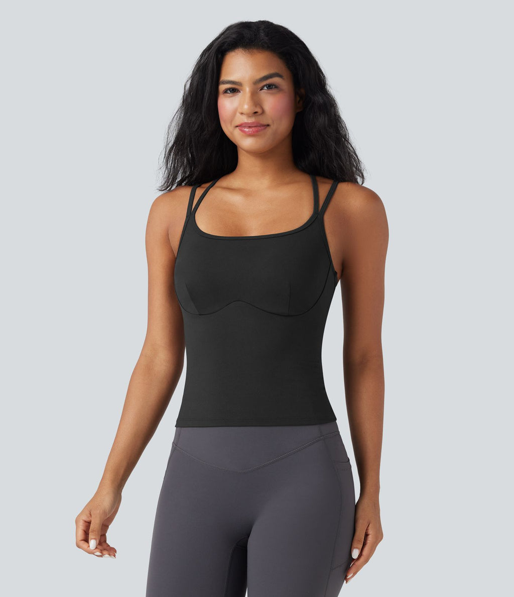 Débardeur yoga SoftlyZero™ Plush double bretelles dos croisé longueur étendue