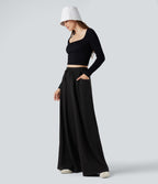 Pantalon baggy côtelé taille ajustable avec cordon de serrage et poches