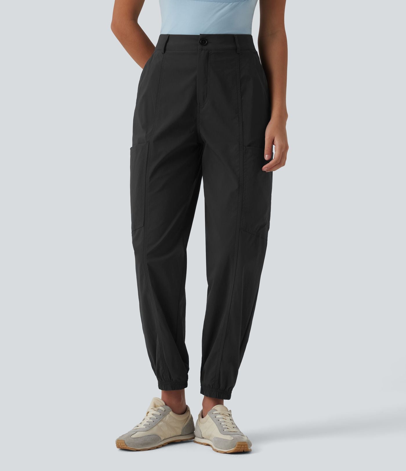Jogging cargo casual taille mi-haute avec poches