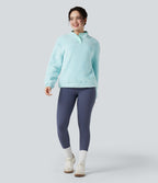 Sweat-shirt polaire col montant boutonné