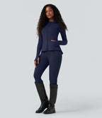 Veste SoftlyZero™ à capuche manches longues avec trous pouces détails plissés et poches-UPF50+