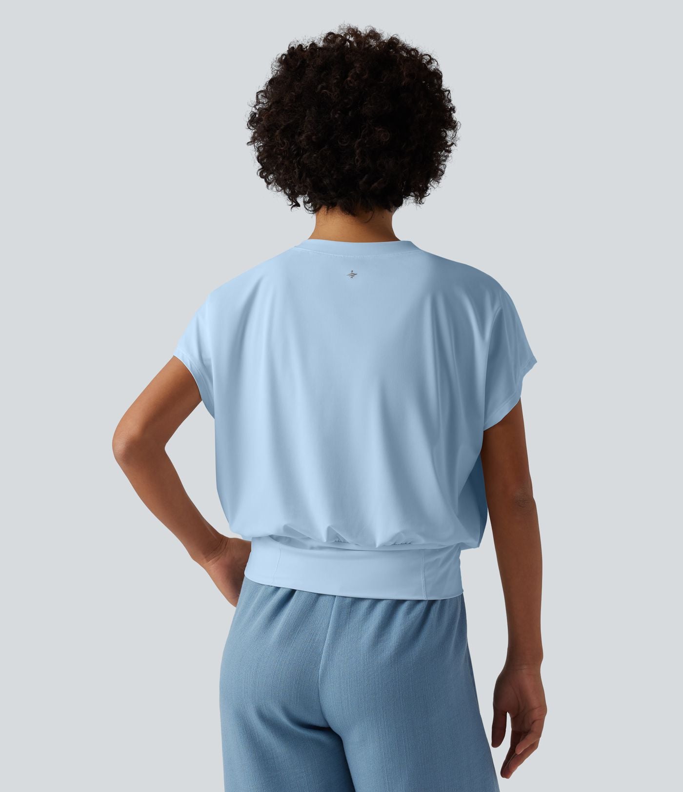 Haut de sport yoga oversize col V à manches courtes effet frais InstantCool à séchage rapide