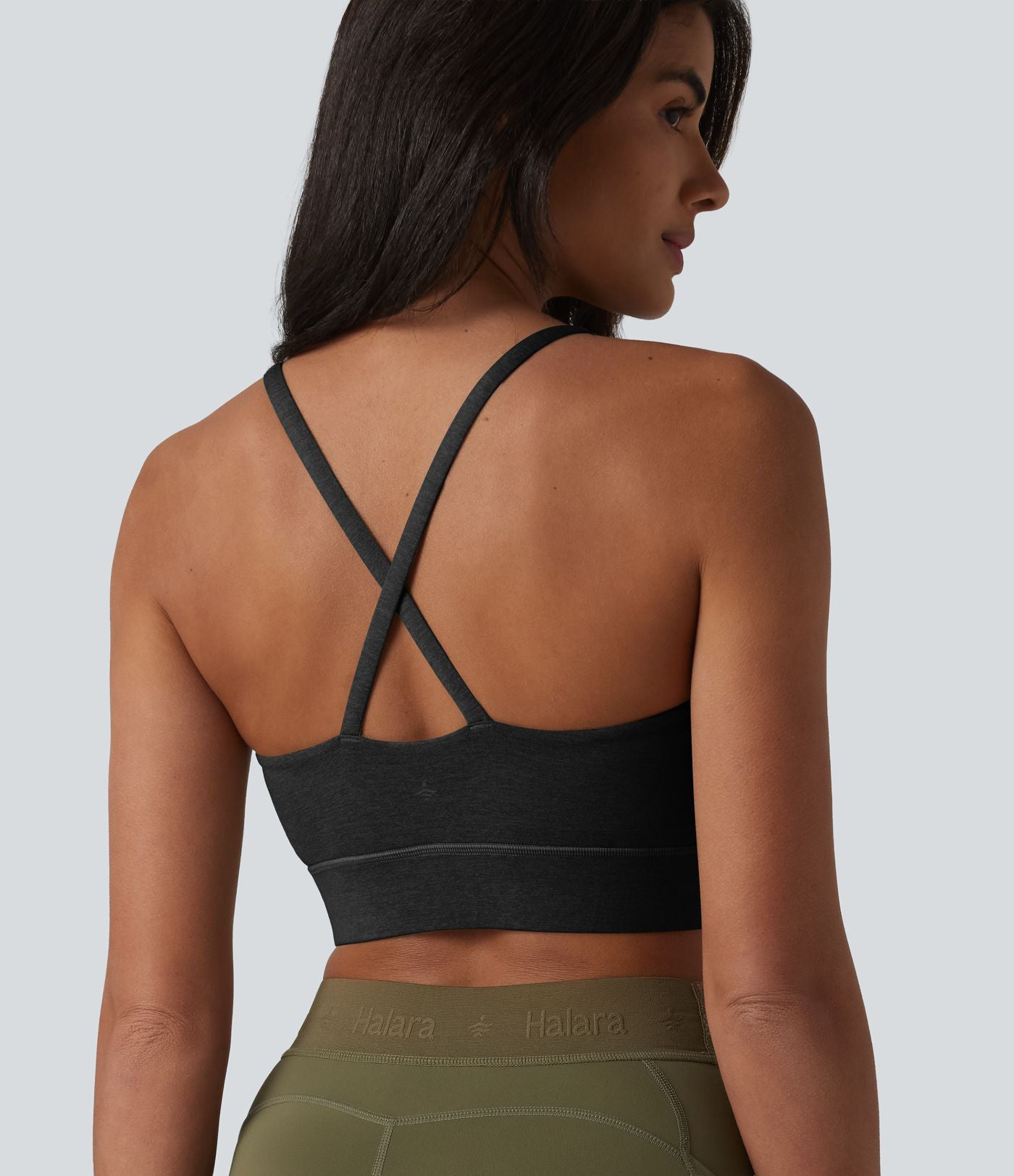 Brassière de sport chinée maintien modéré, dos nu croisé et soutien-gorge intégré