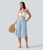 Breezeful™ Pantacourt taille haute ventre plat, ourlet arrondi, séchage rapide et poches